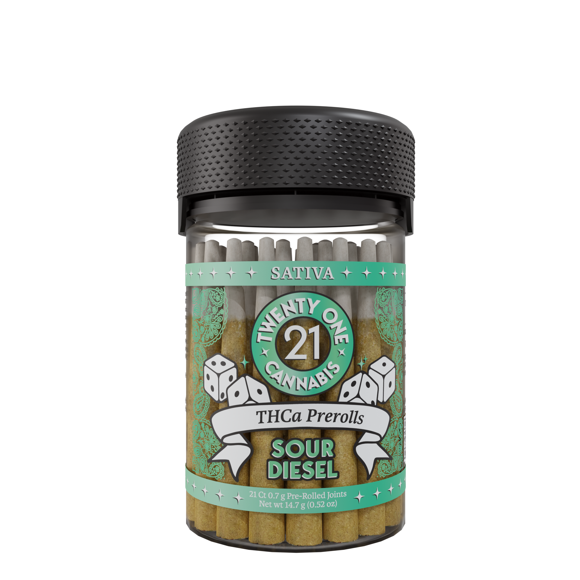 Twenty One Cannabis 21ct Jar Prerolls .7g THCA Sour Diesel