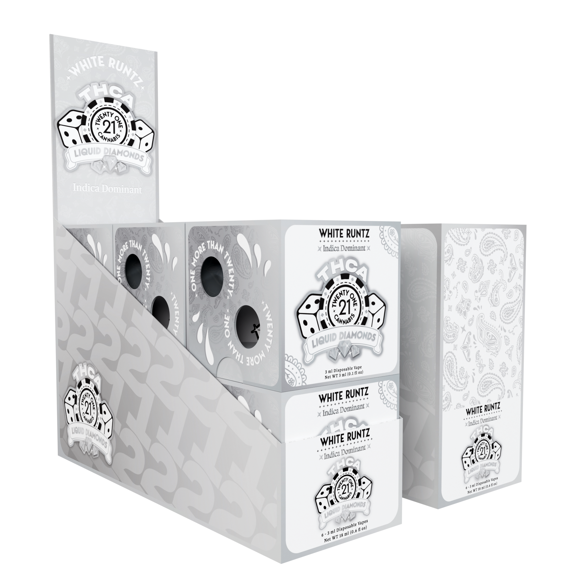 Twenty One Cannabis Disposable Vape 3ml THCA White Runtz (Indica)