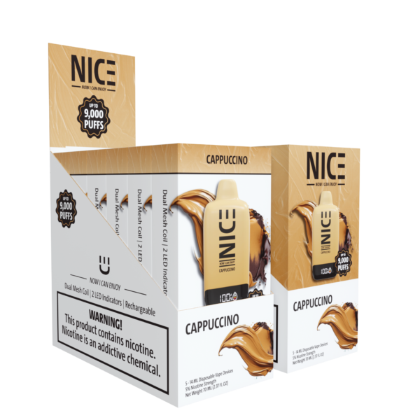 NICE Nicotine Vape Disposable 9000p Cappuccino 5ct