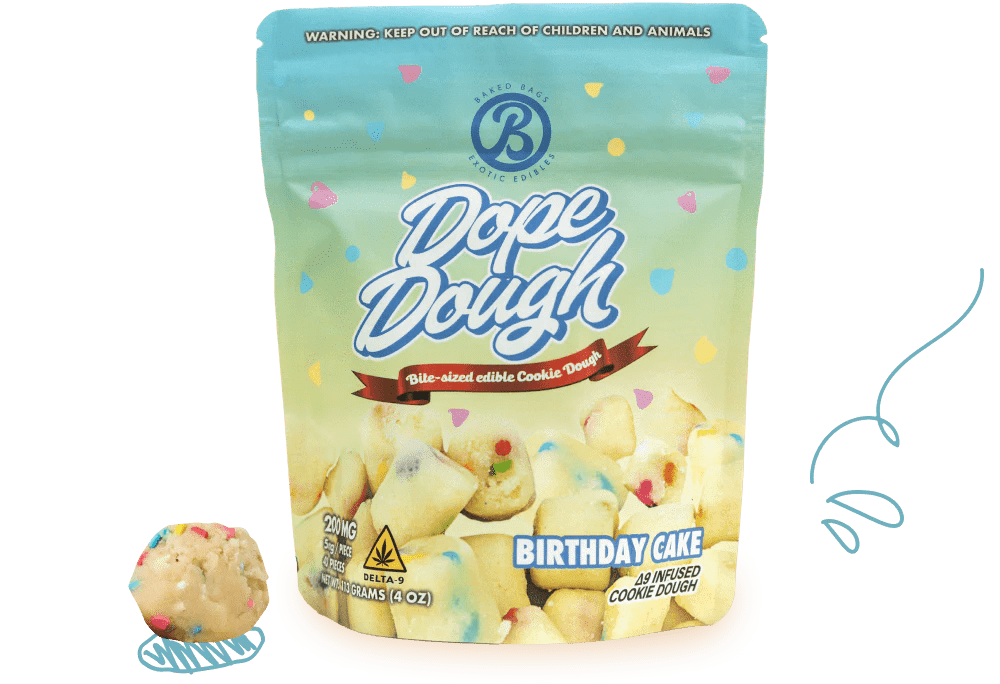 Dope Dough Edibles 200mg D9 Birthday Cake 10ct