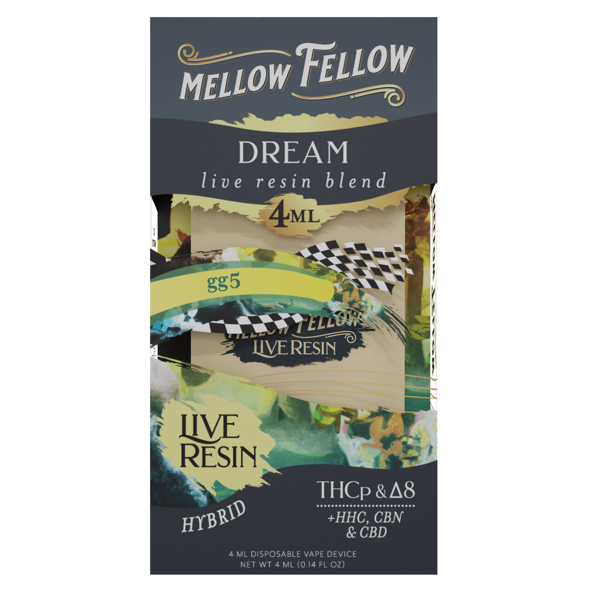 Mellow Fellow Live Resin Disposable Vape 4ml Dream Blend GG5 (hybrid)