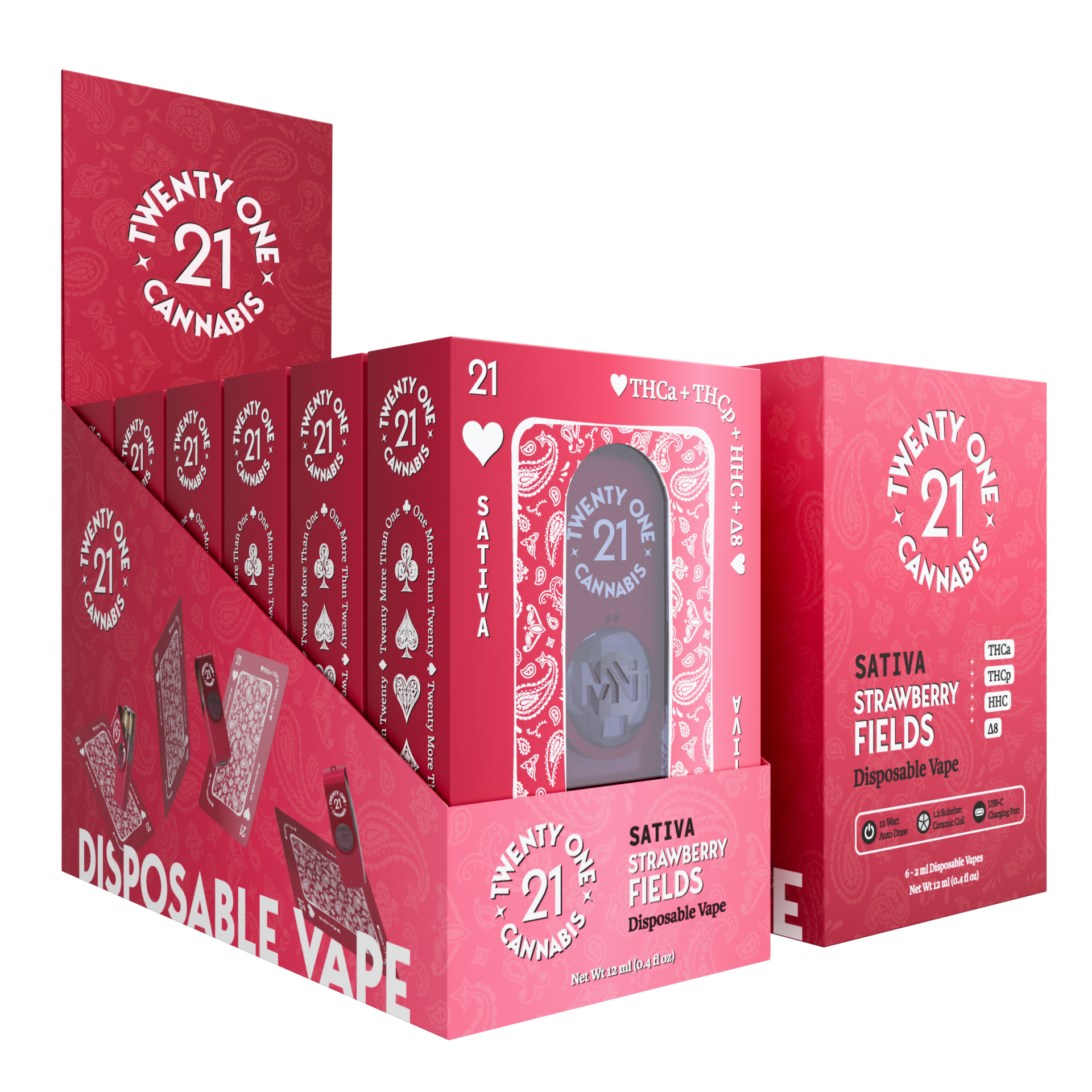 Twenty One Cannabis Vape Disposable 2ml THCA/THCP Strawberry Fields (Sativa)