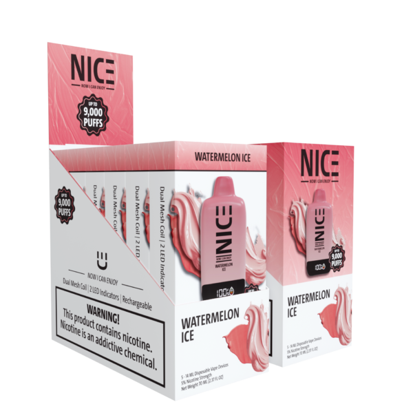 NICE Nicotine Vape Disposable 9000p Watermelon Ice 5ct