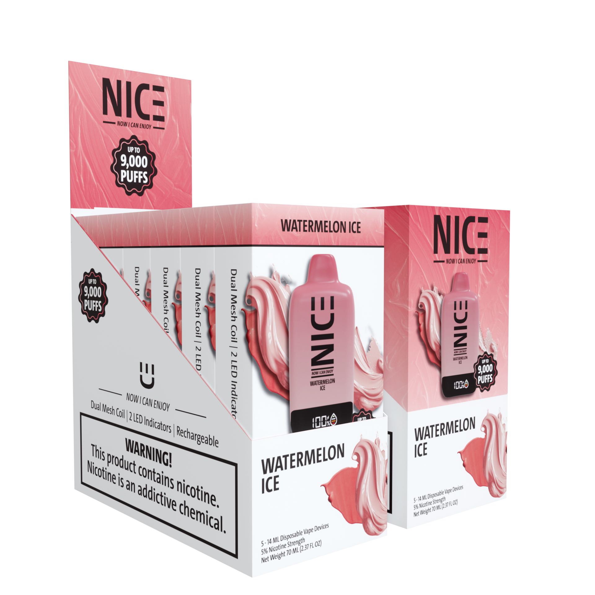 NICE Nicotine Disposable Vape 9000p Watermelon Ice 5ct