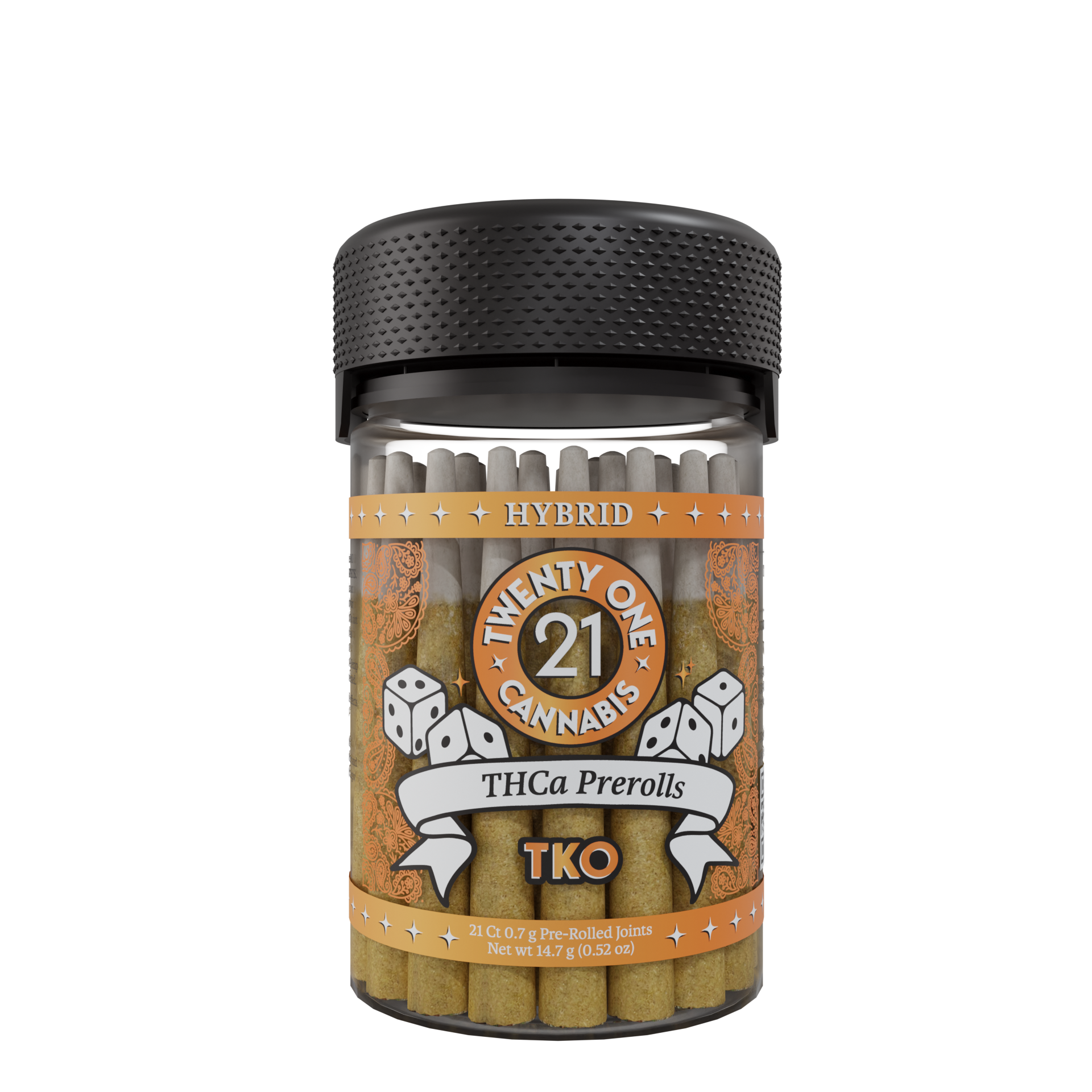 Twenty One Cannabis 21ct Jar Prerolls .7g THCA TKO (Hybrid)