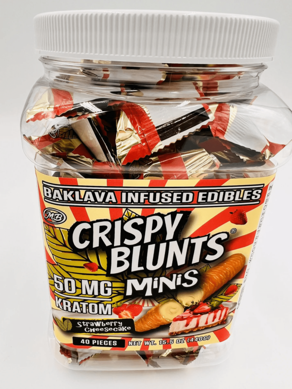 Crispy Blunts Mini 1pc Edibles 30mg Kratom Strawberry Cheesecake 40ct