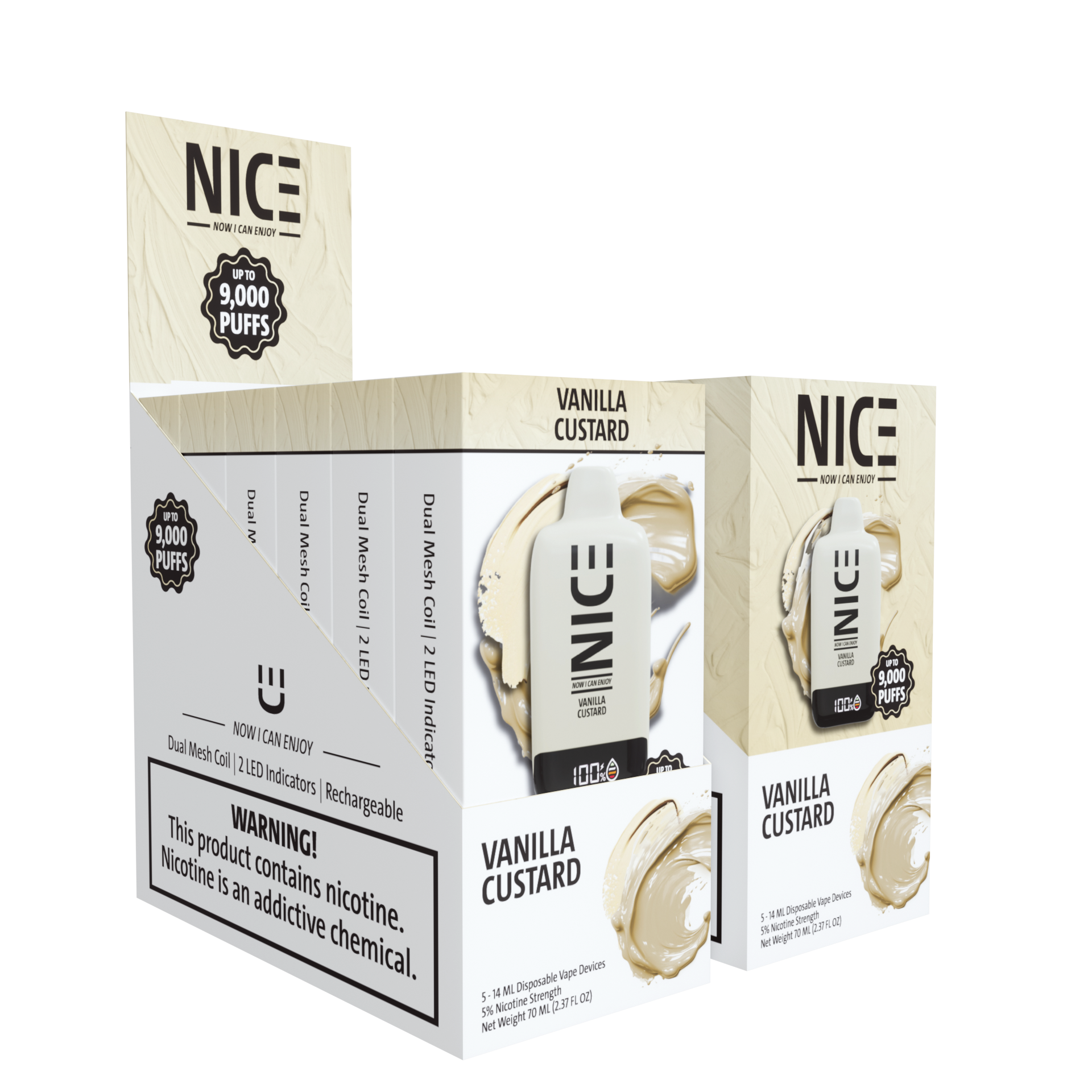 NICE Nicotine Disposable Vape 9000p Vanilla Custard 5ct