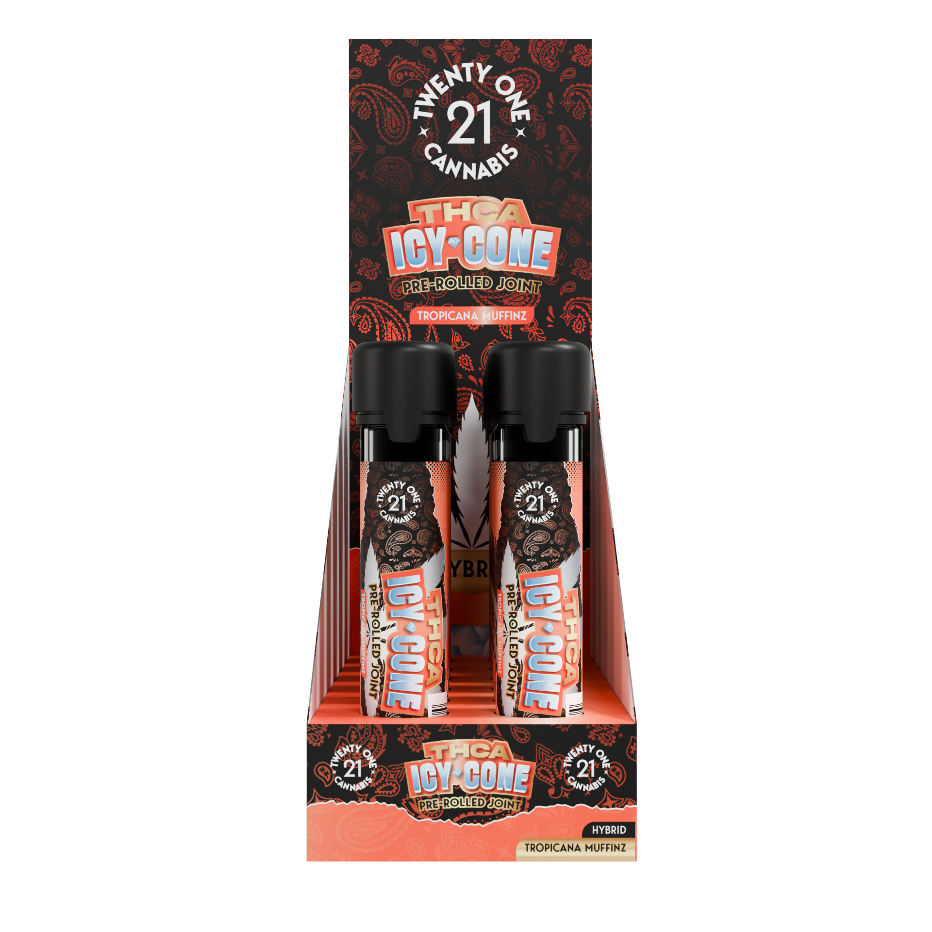 Twenty One Cannabis Icy Cone Prerolls 2g THCA Tropicana Muffinz (Hybrid)
