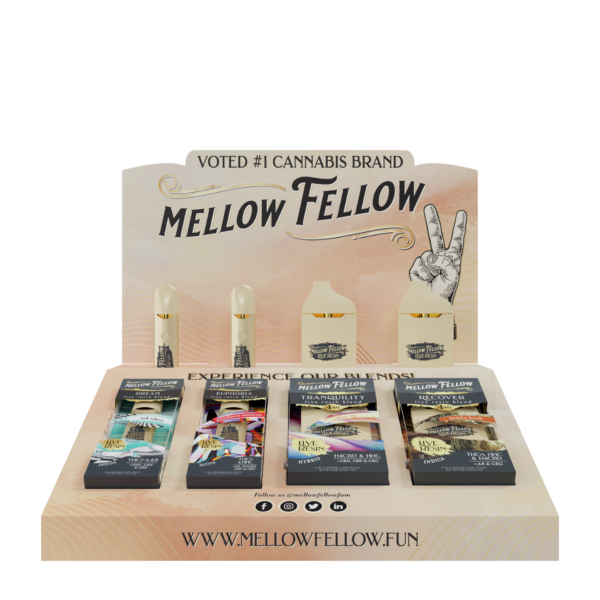 Mellow Fellow Marketing Material 4pc Vape Disposable Sampler Display