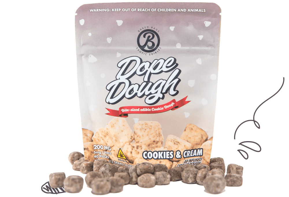 Dope Dough Edibles 200mg D9 Cookies and Cream 10ct