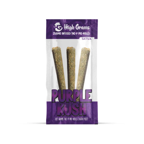 High Grams 3pc Infused Prerolls 6G THCp Blend Purple Kush (sativa)