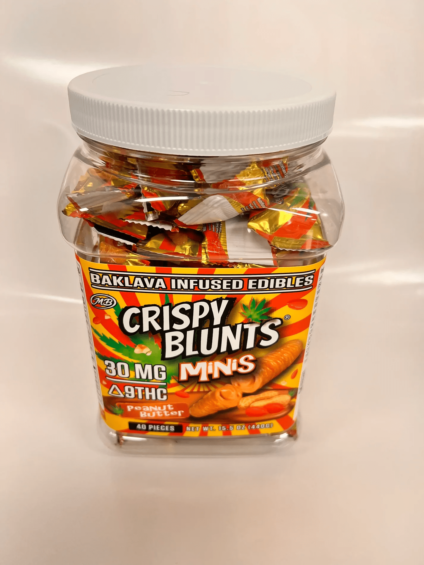 Crispy Blunts Mini 1pc Edibles 30mg D9 Peanut Butter 40ct