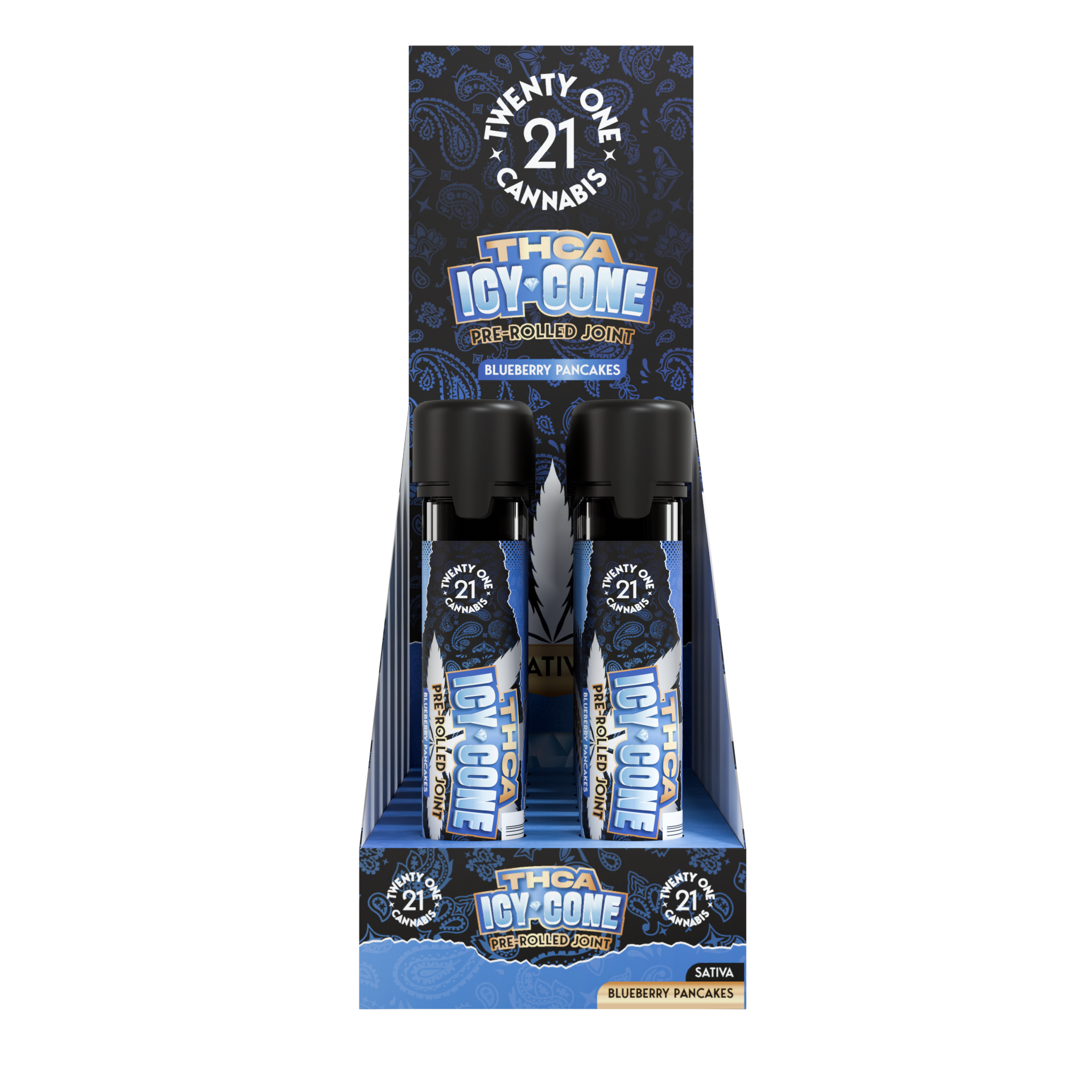 Twenty One Cannabis Icy Cone Prerolls 2g THCA Blueberry Pancakes (Sativa)
