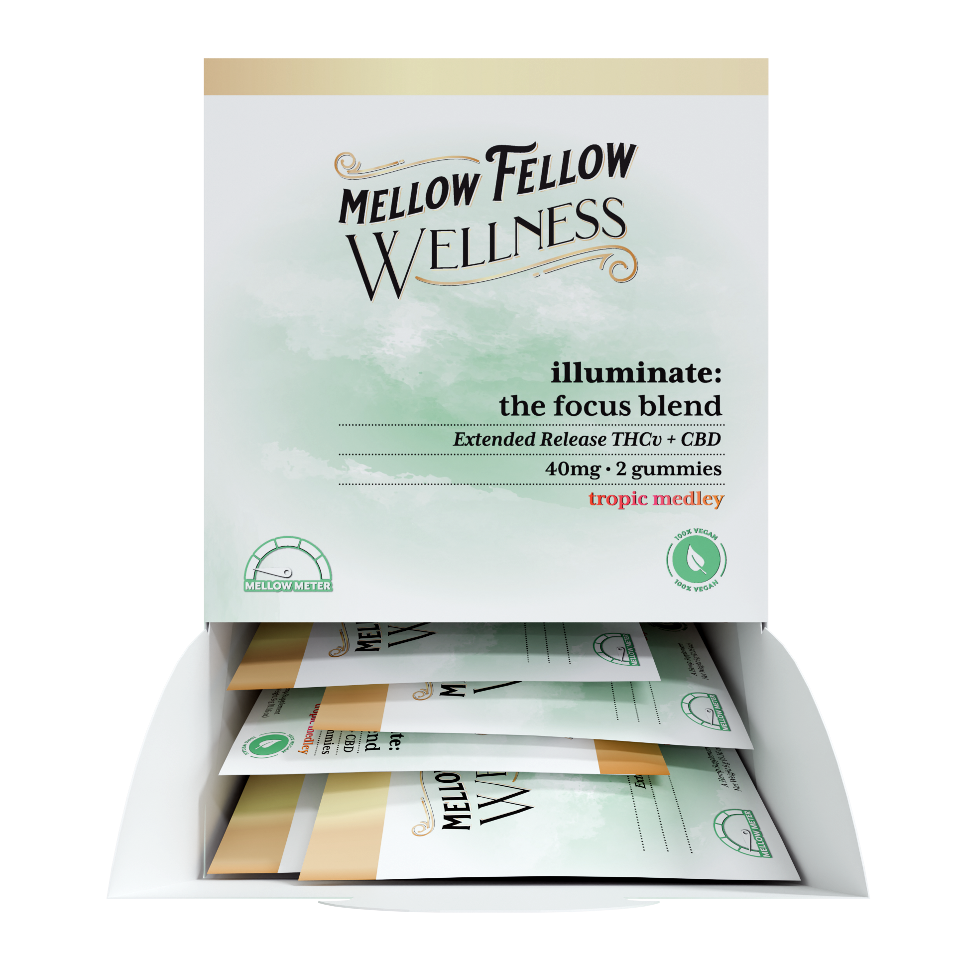 Mellow Fellow Wellness 2pc Gummies 40mg Illuminate Blend Tropic Medley