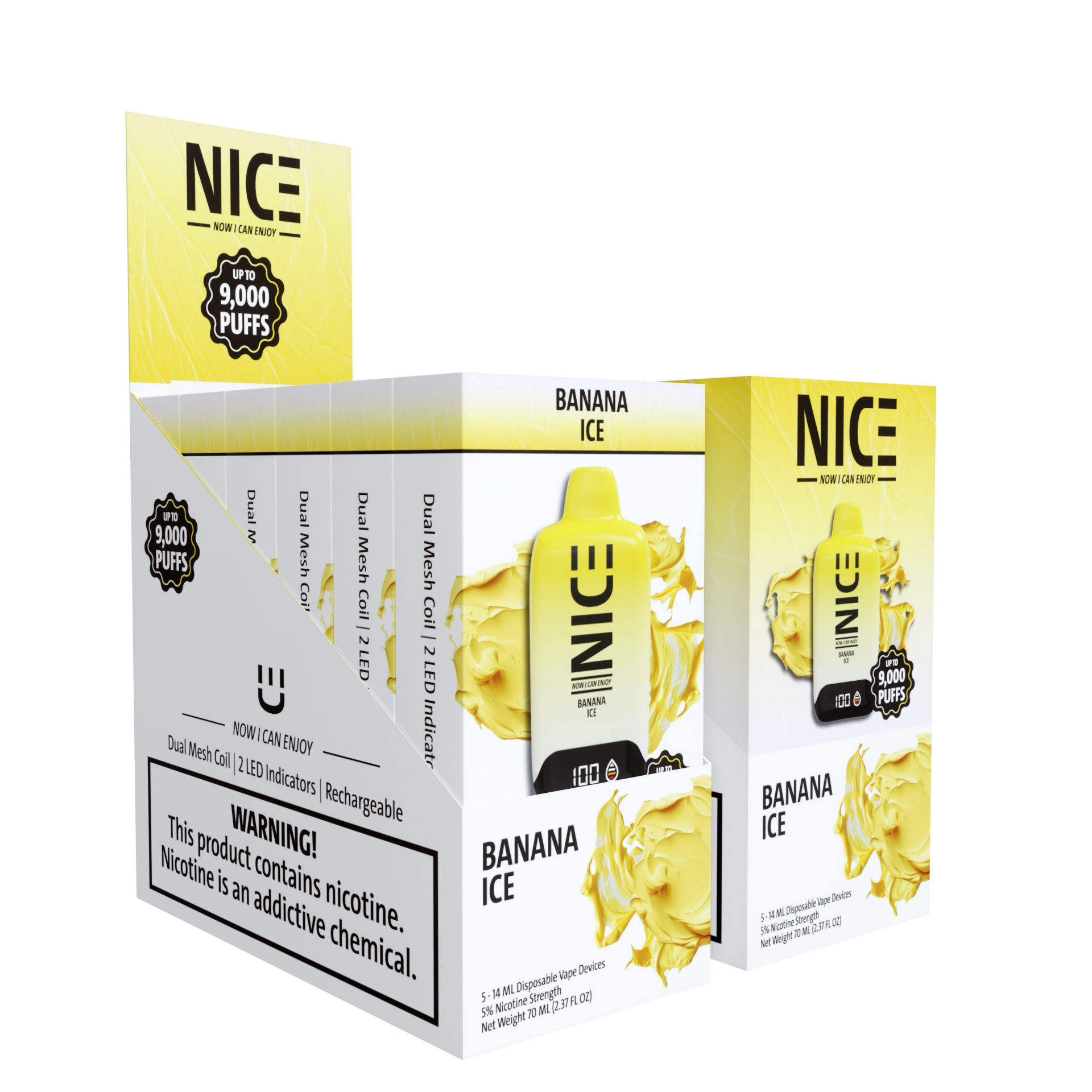 NICE Nicotine Disposable Vape 9000p Banana Ice 5ct