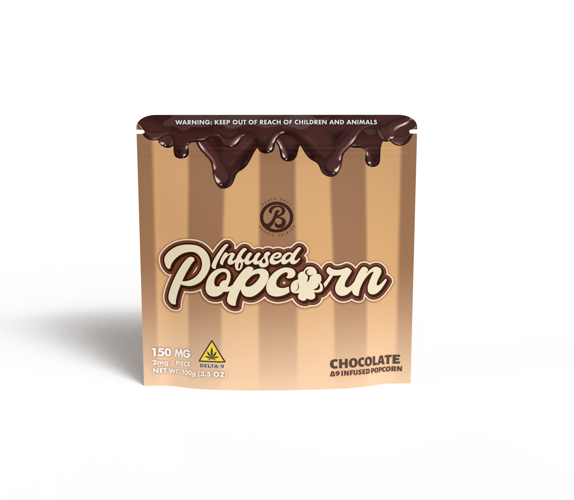 Baked Bags Infused Pop Corn Edibles 150mg Delta-9 – Chocolate