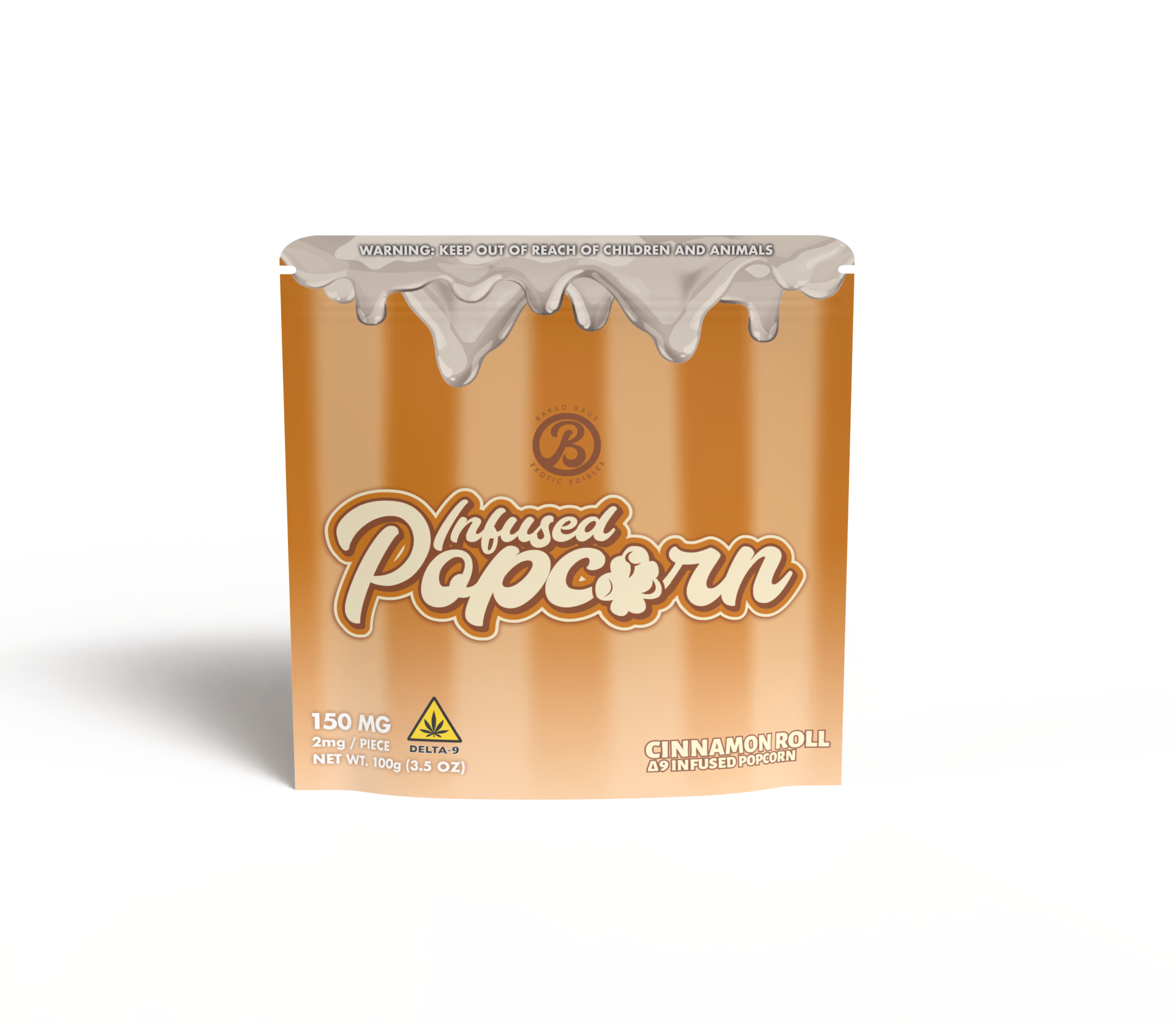 Baked Bags Infused Pop Corn Edibles 150mg Delta-9 – Cinnamon Roll