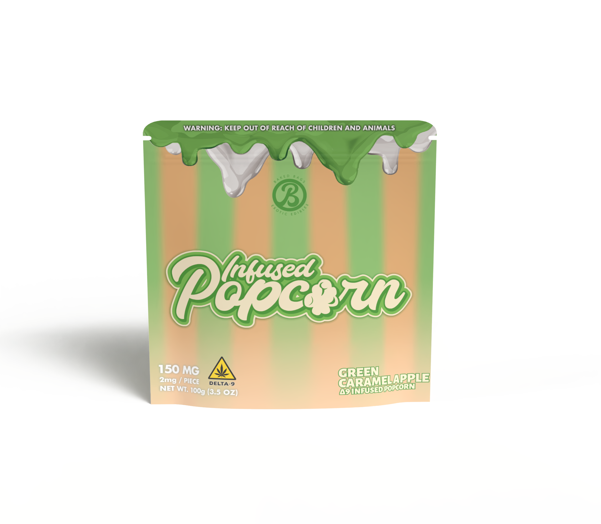 Baked Bags Infused Pop Corn Edibles 150mg Delta-9 – Green Caramel Apple