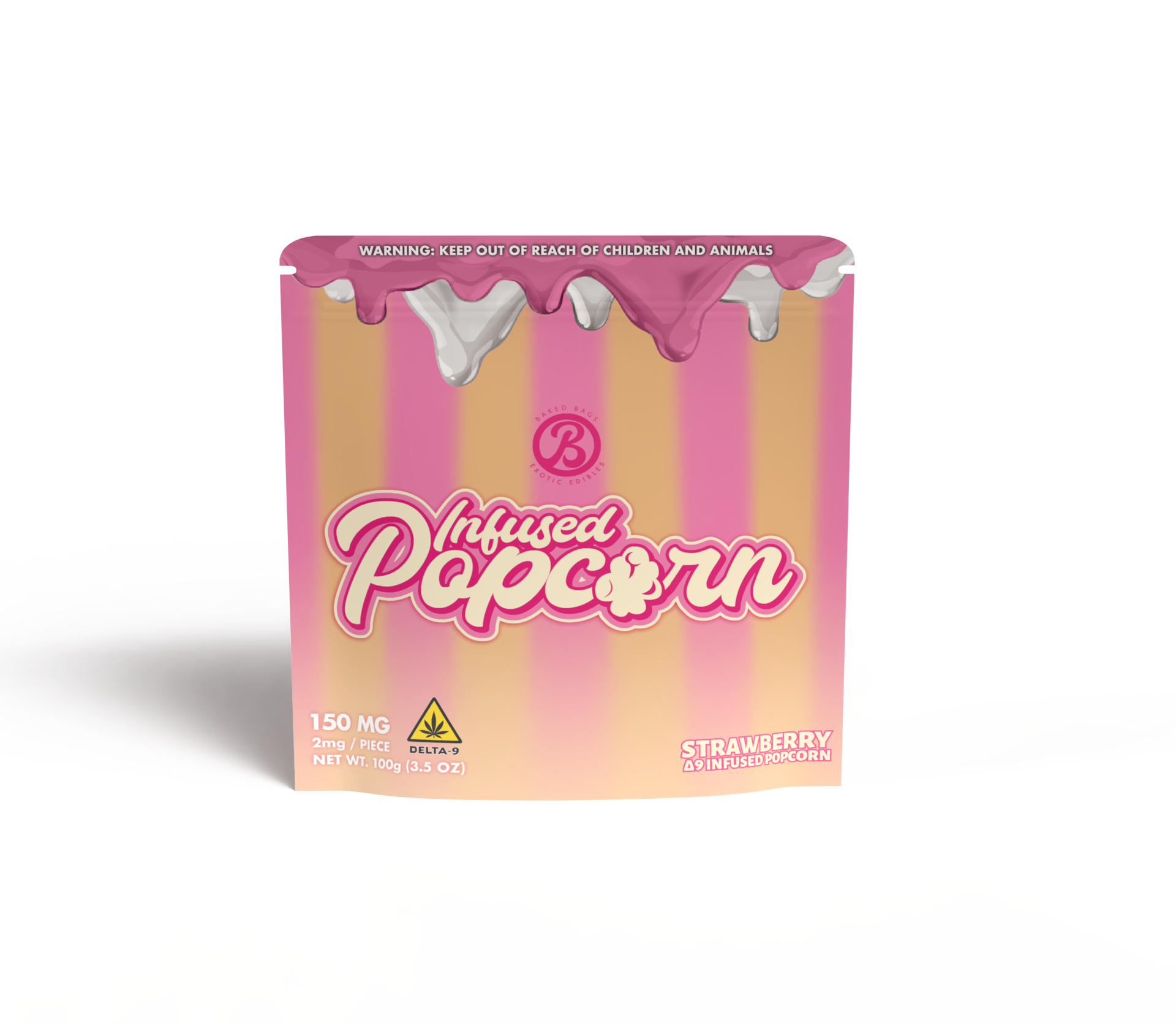 Baked Bags Infused Pop Corn Edibles 150mg Delta-9 – Strawberry
