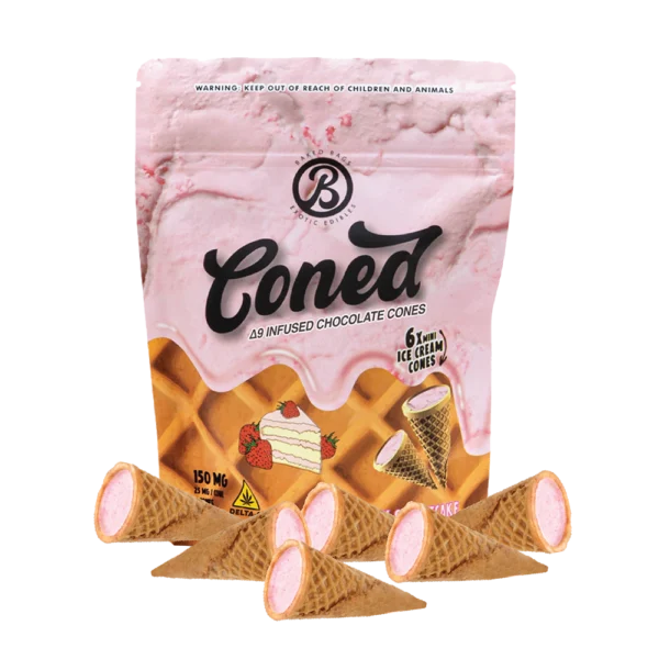 Baked Bags Cones 6pc Edibles 150mg D9 Strawberry Shortcake 6ct