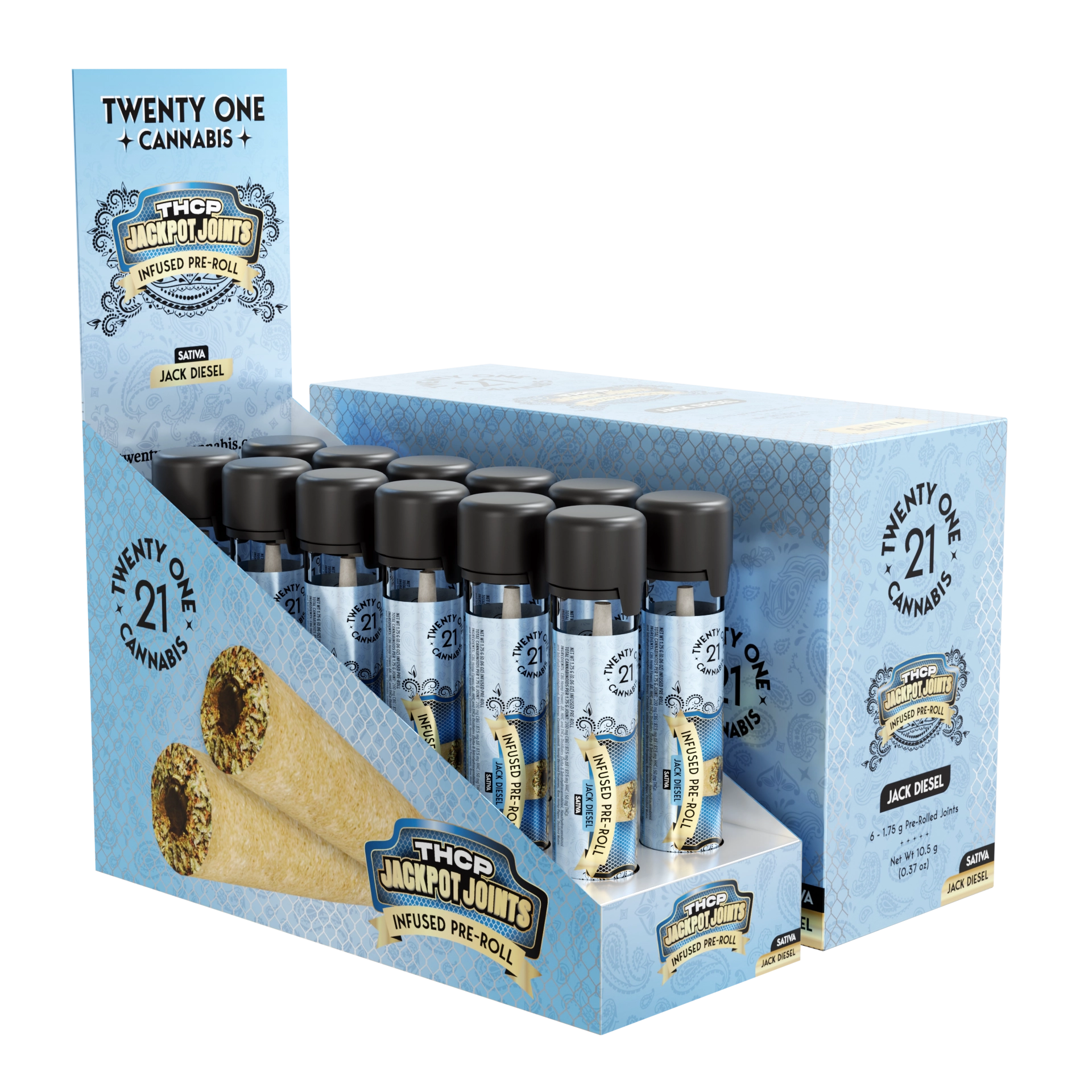 Twenty One Prerolls Jackpot Joints 1.75g THCp – Jack Diesel (Sativa)