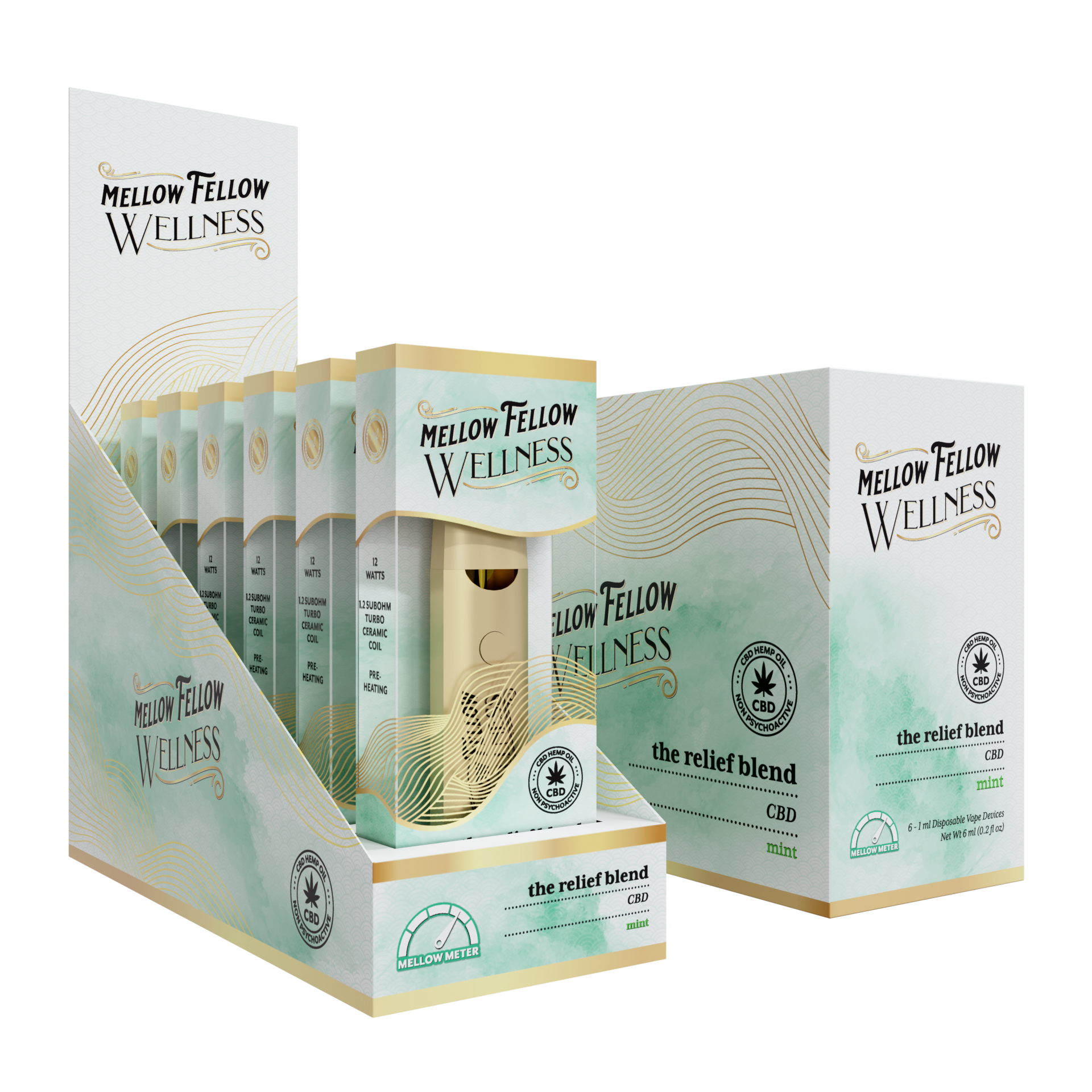 Mellow Fellow Wellness Disposable Vape 1ml Relief Blend Mint