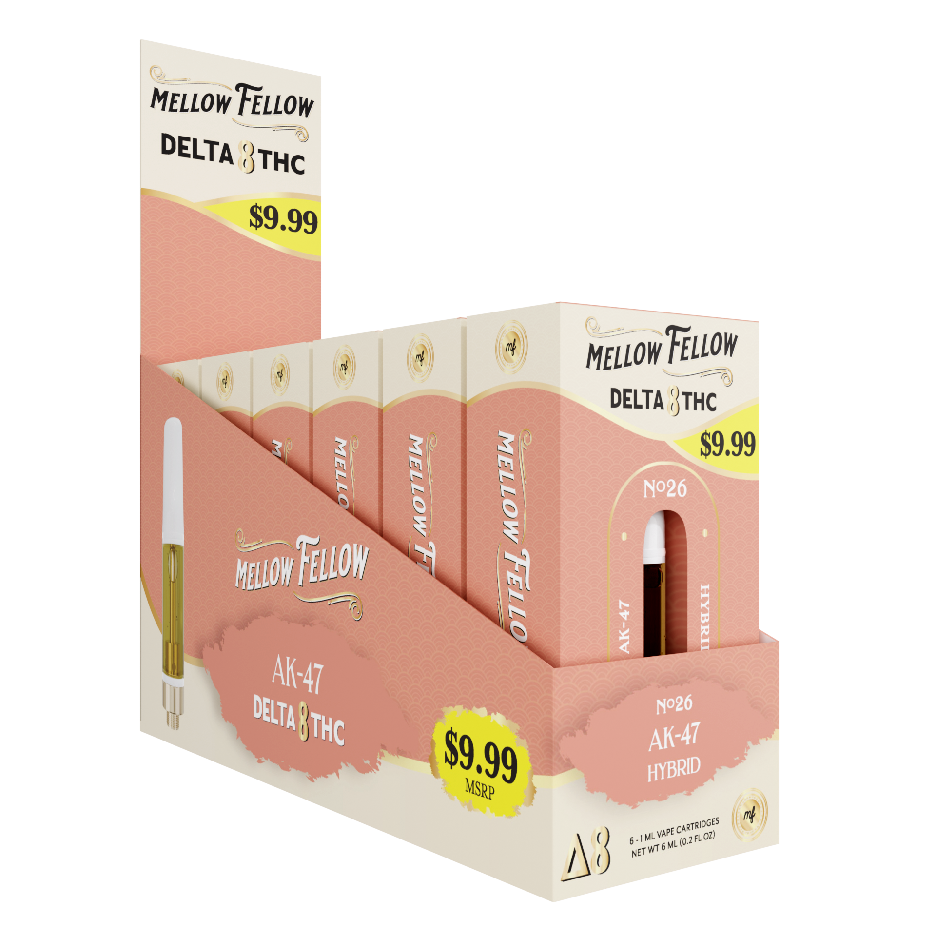 Mellow Fellow Classic Vape Cartridge 1ml D8 AK47 (Sativa Dominant) Pre-Priced 9.99