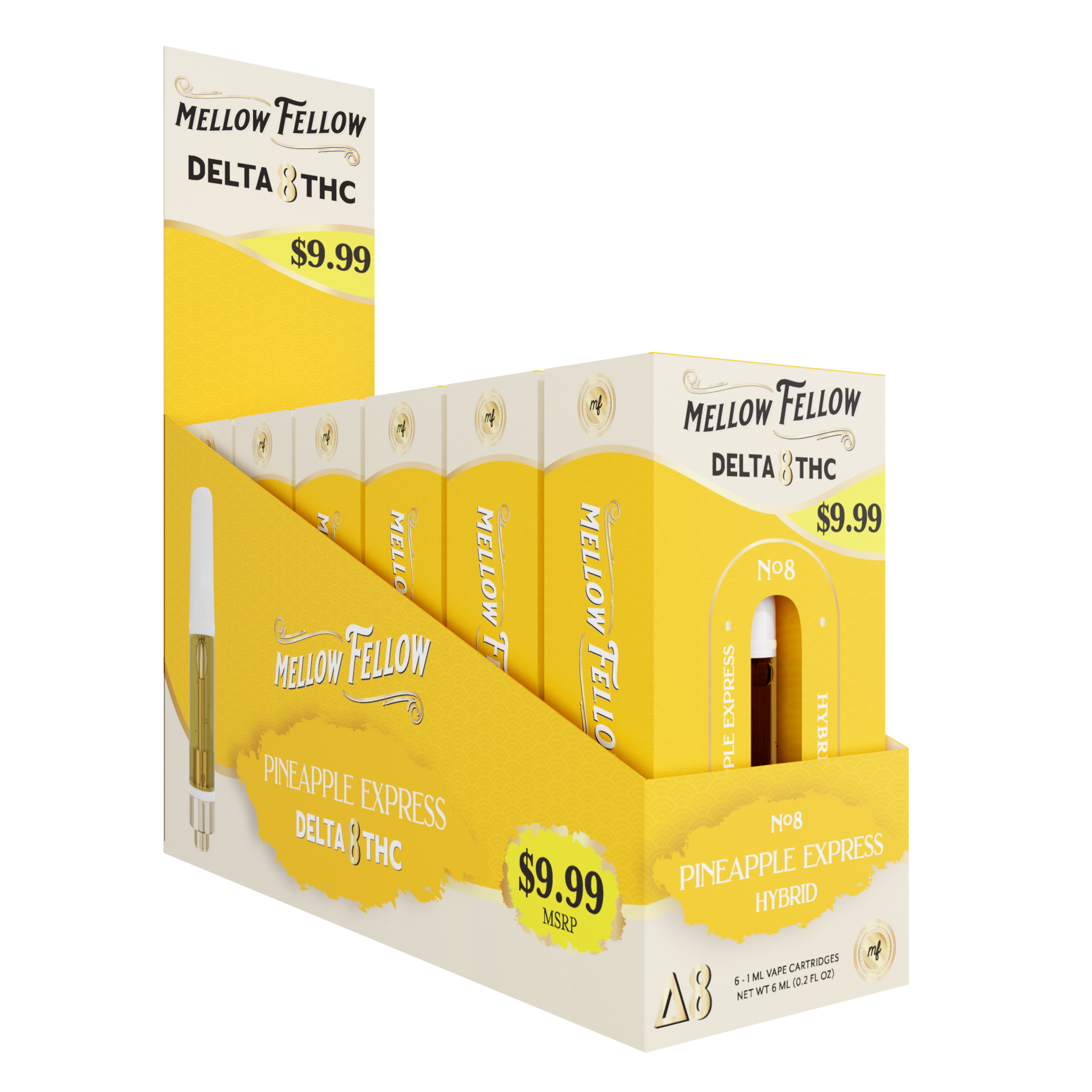 Mellow Fellow Classic Vape Cartridge 1ml D8 Pineapple Express (Sativa Dominant) Pre-Priced 9.99