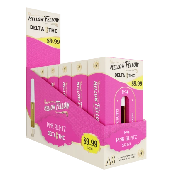 Mellow Fellow Classic Vape Cartridge 1ml D8 Pink Runtz (Sativa) Pre-Priced 9.99