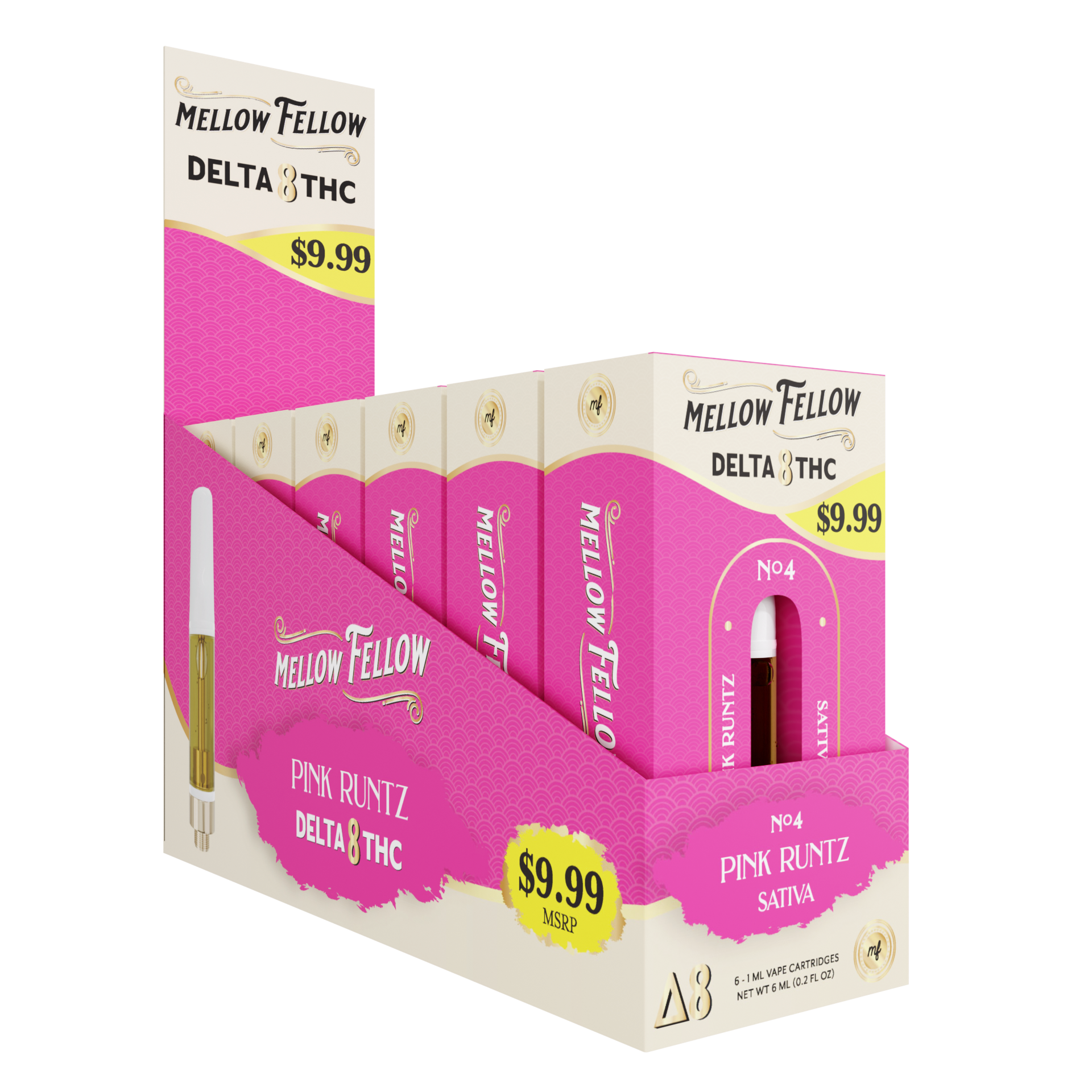 Mellow Fellow Classic Vape Cartridge 1ml D8 Pink Runtz (Sativa) Pre-Priced 9.99