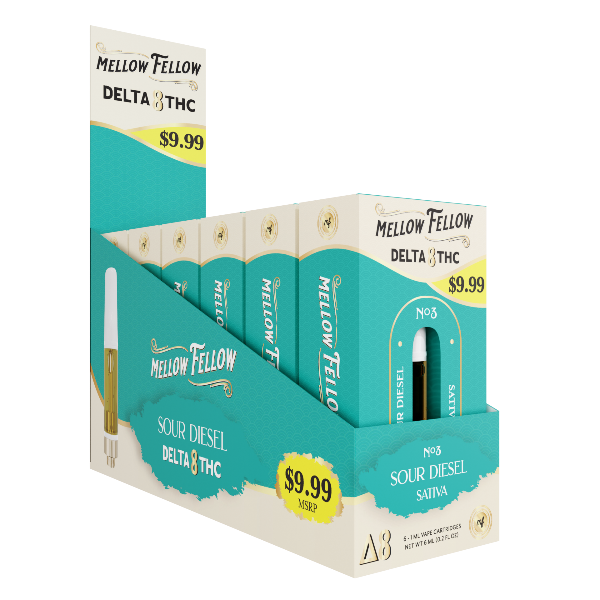 Mellow Fellow Classic Vape Cartridge 1ml D8 Sour Diesel (Sativa) Pre-Priced 9.99