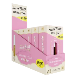 Mellow Fellow Classic Vape Cartridge 1ml D8 Strawberry Cough (Sativa Dominant) Pre-Priced 9.99