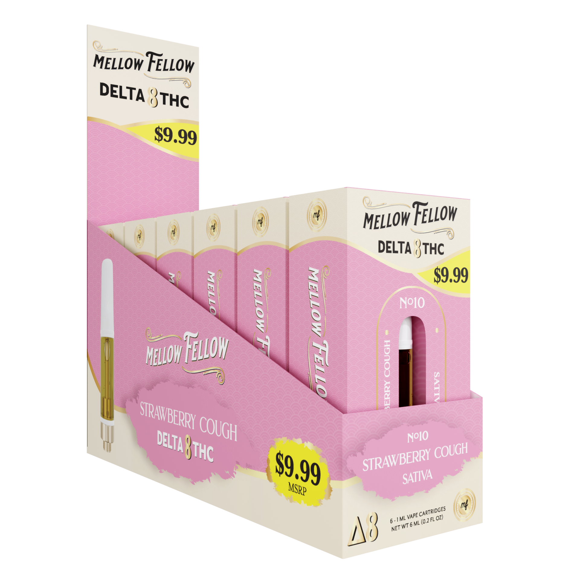Mellow Fellow Classic Vape Cartridge 1ml D8 Strawberry Cough (Sativa Dominant) Pre-Priced 9.99