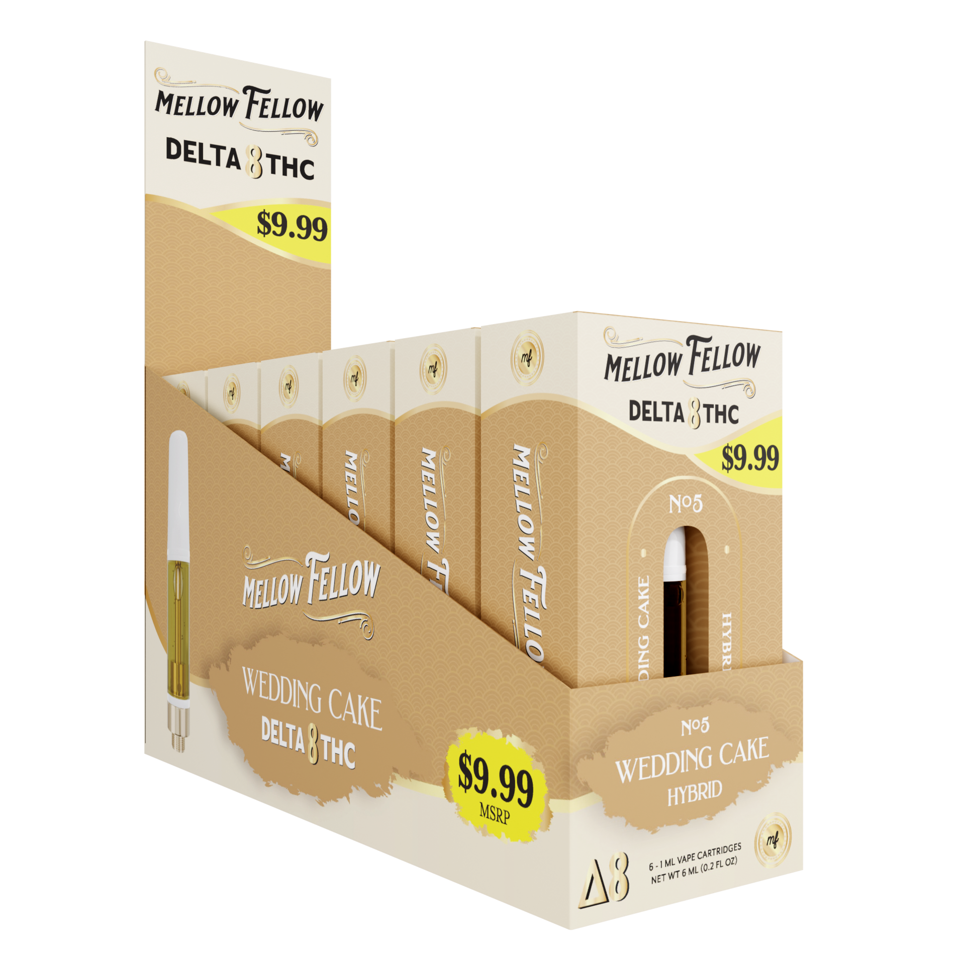 Mellow Fellow Classic Vape Cartridge 1ml D8 Wedding Cake (Indica Dominant) Pre-Priced 9.99