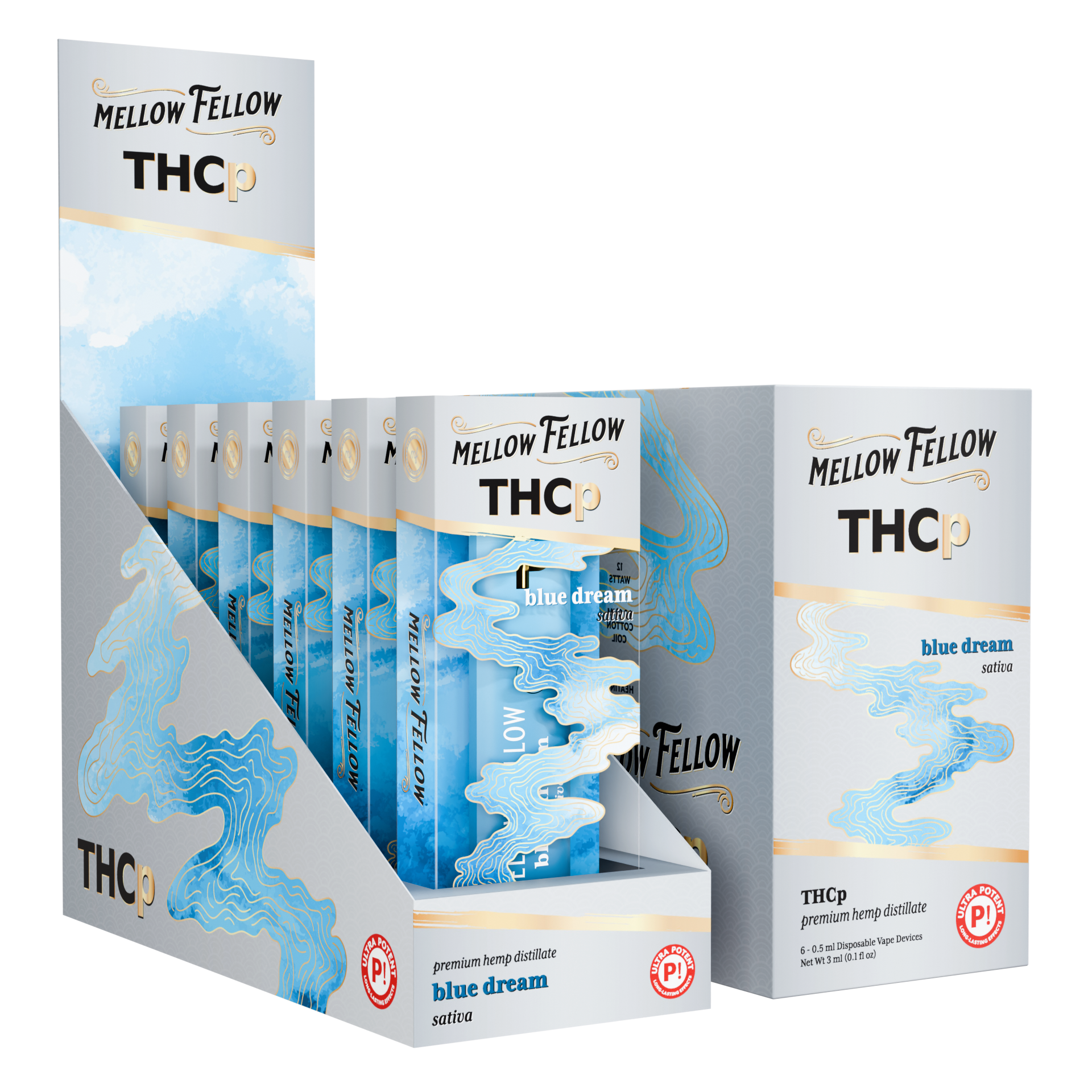 Mellow Fellow Premium Disposable Vape 0.5ml THCP Blue Dream (Sativa)