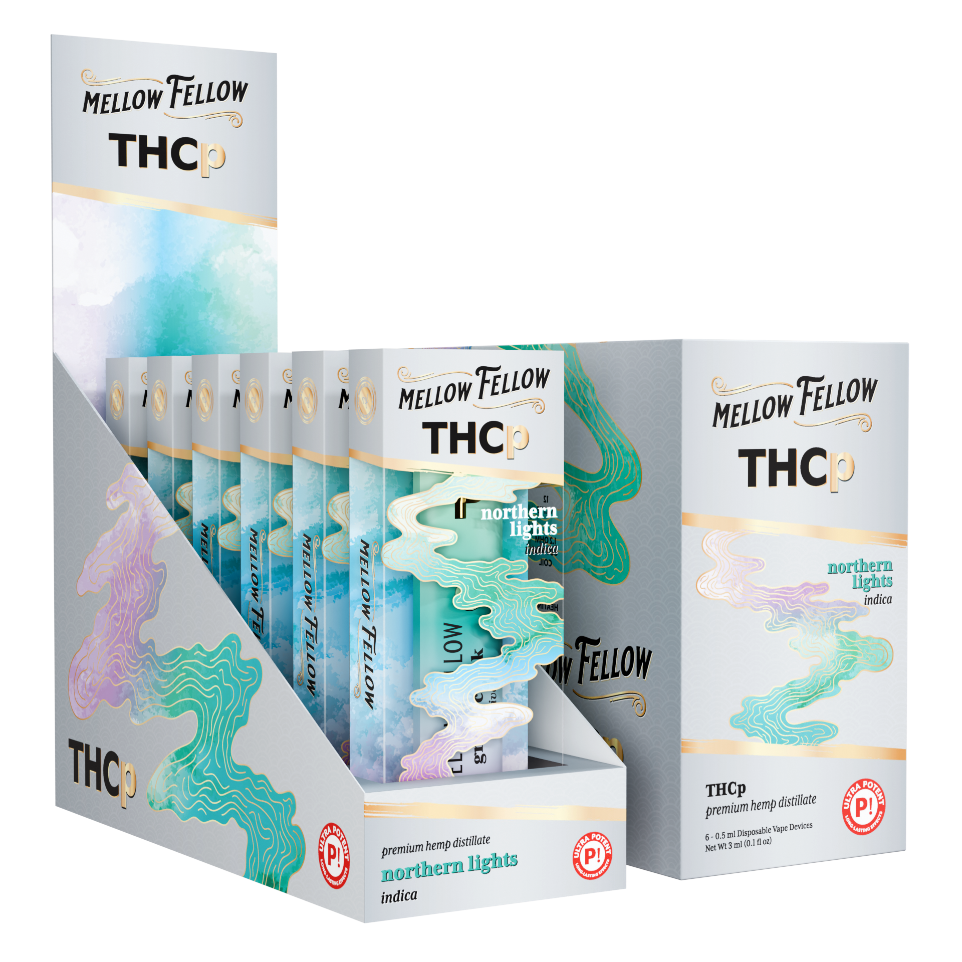 Mellow Fellow Premium Disposable Vape 0.5ml THCP Northern Lights (Indica)
