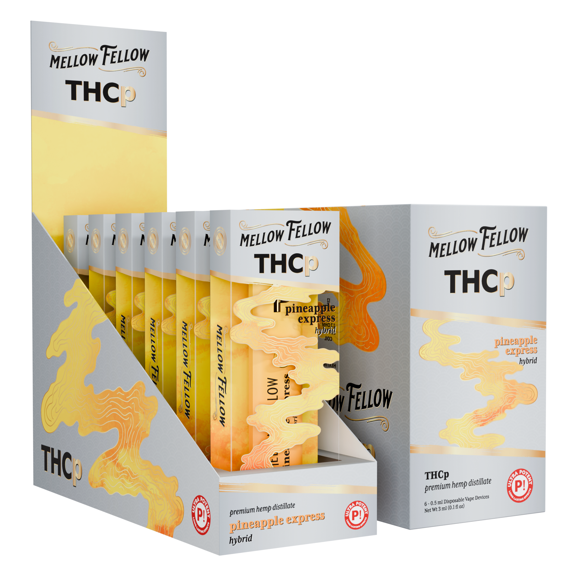 Mellow Fellow Premium Disposable Vape 0.5ml THCP Pineapple Express (Hybrid)