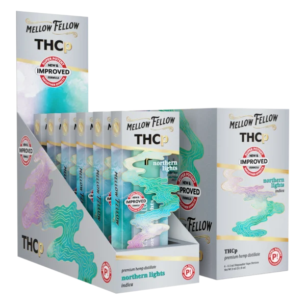 Mellow Fellow Premium Disposable Vapes 0.5ml THCP Northern Lights (Indica) 6ct