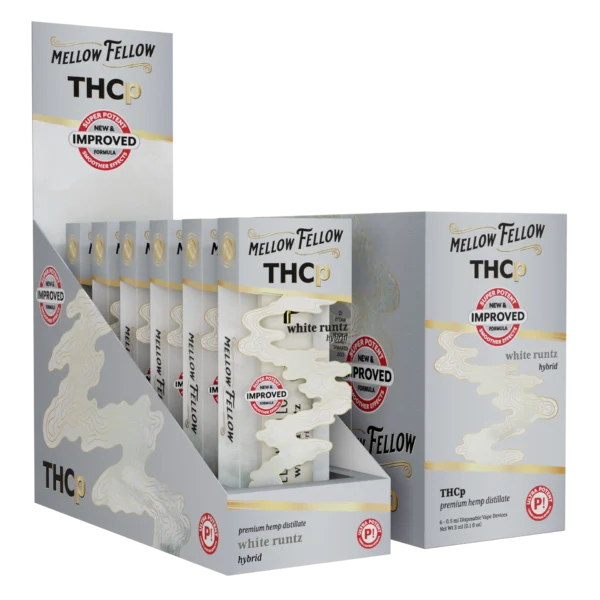 Mellow Fellow Premium Disposable Vapes 0.5ml THCP White Runtz (Hybrid) 6ct