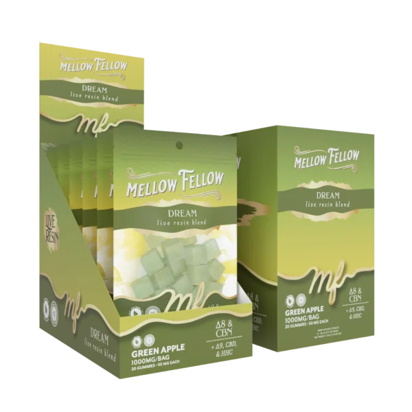 Mellow Fellow Live Resin M-Fusions 20pc Edibles 1000mg Dream Blend Green Apple