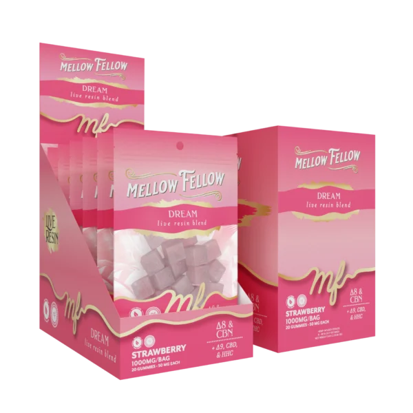 Mellow Fellow Live Resin M-Fusions 20pc Edibles 1000mg Dream Blend Strawberry