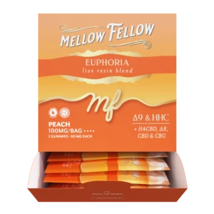 Mellow Fellow Live Resin M-Fusions 2pc Edibles 100mg Euphoria Blend Peach