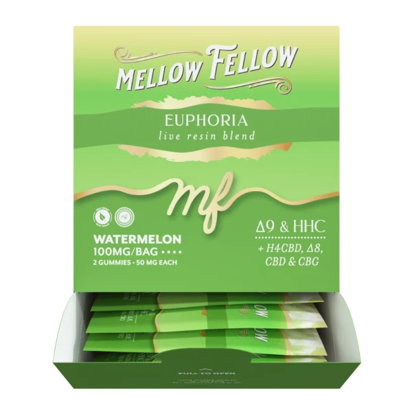 Mellow Fellow Live Resin M-Fusions 2pc Edibles 100mg Euphoria Blend Watermelon