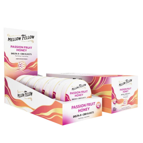 Mellow Fellow Bursts 10pc Edibles 200mg Delta 9 + CBD Passion Fruit Honey