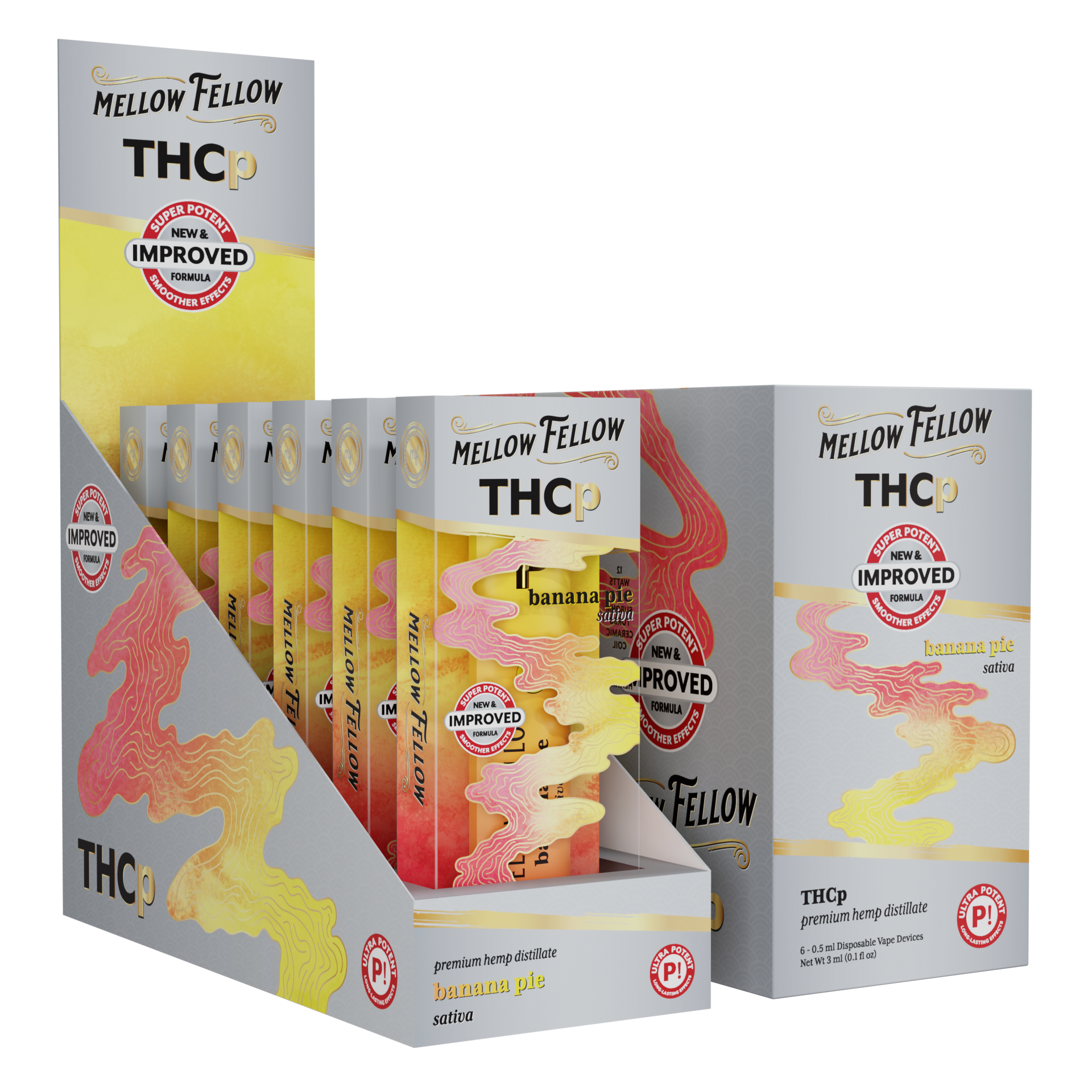 Mellow Fellow Premium Disposable Vape 0.5ml THCP Banana Pie (Sativa)