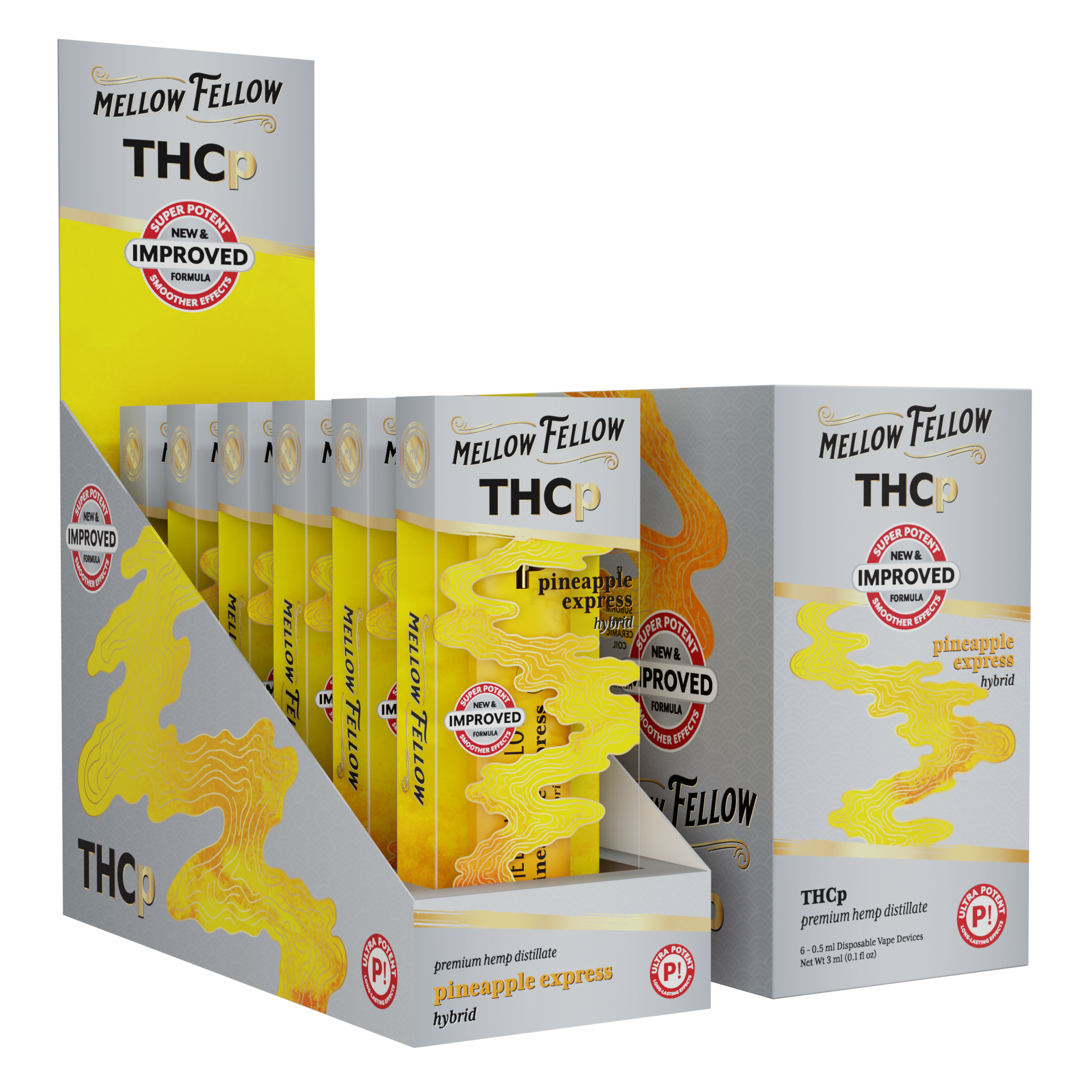 Mellow Fellow Premium Disposable Vape 0.5ml THCP Pineapple Express (Hybrid)