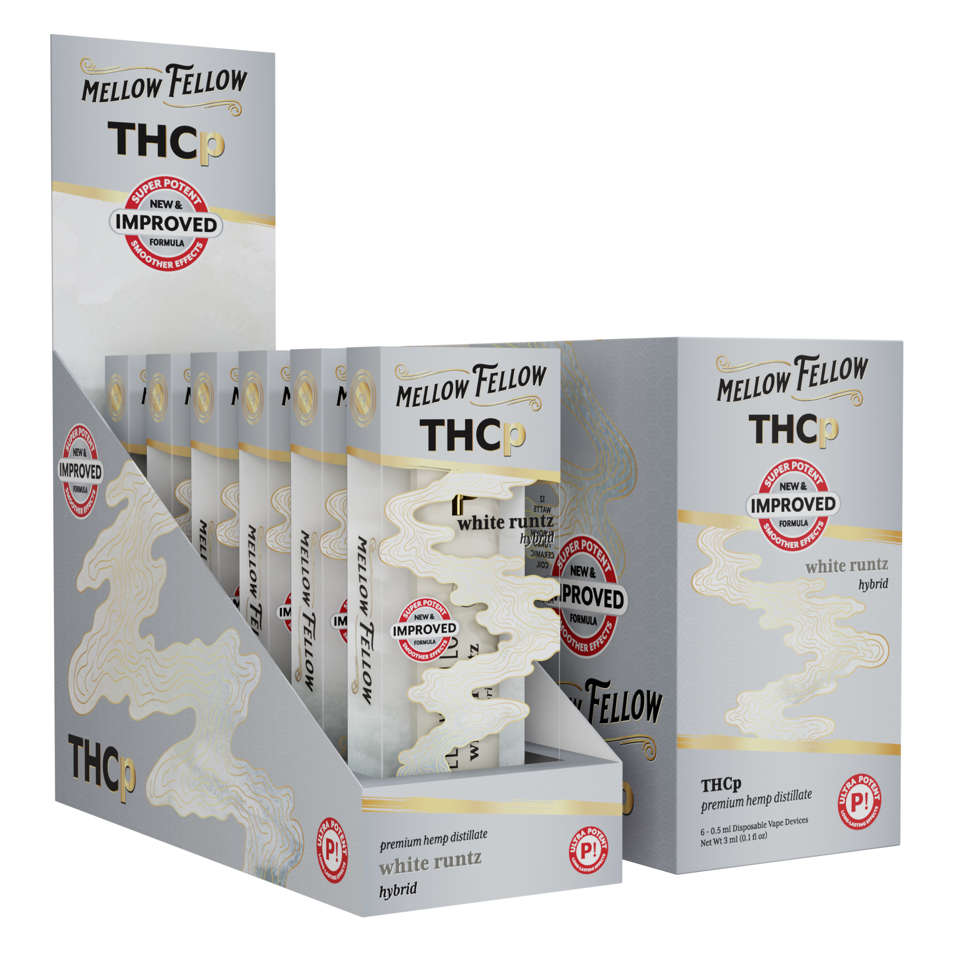 Mellow Fellow Premium Disposable Vape 0.5ml THCP White Runtz (Hybrid)