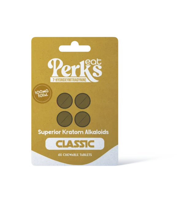 Eat Perks Kratom 4pc Tablets 100mg 7-Hydroxy Mitragynine Blue Razz
