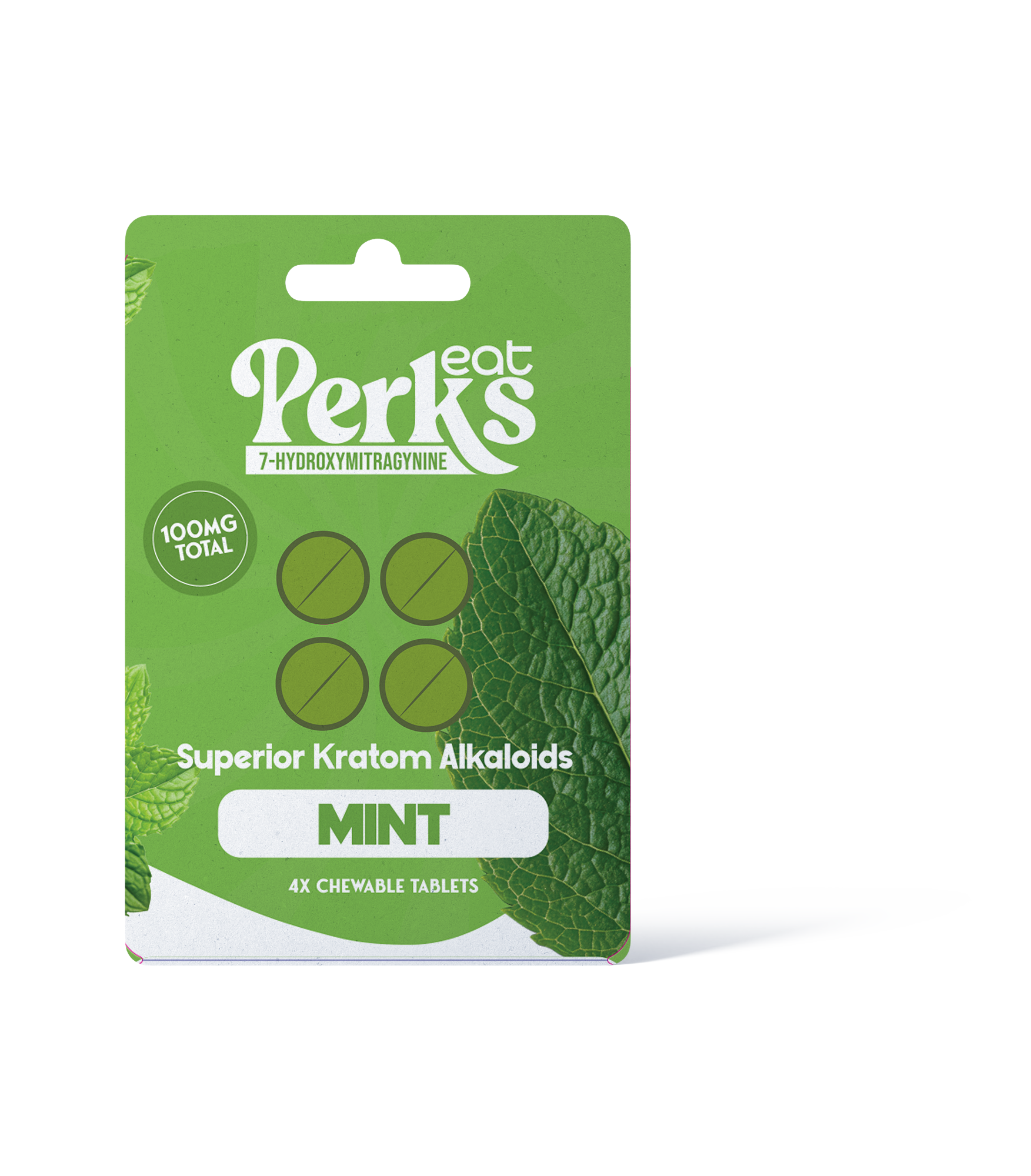 Eat Perks Kratom 4pc Tablets 100mg 7-Hydroxy Mitragynine Mint