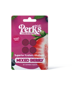 Eat Perks Kratom 4pc Tablets 100mg 7-Hydroxy Mitragynine Blue Razz